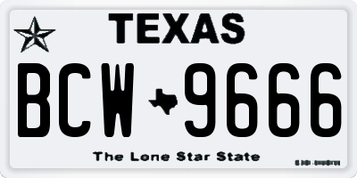 TX license plate BCW9666