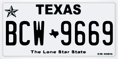 TX license plate BCW9669