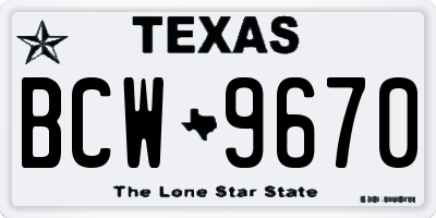 TX license plate BCW9670