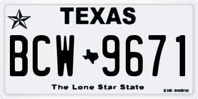 TX license plate BCW9671
