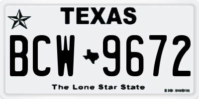 TX license plate BCW9672