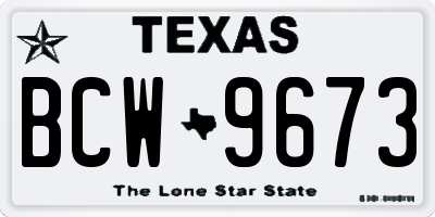 TX license plate BCW9673