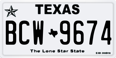 TX license plate BCW9674