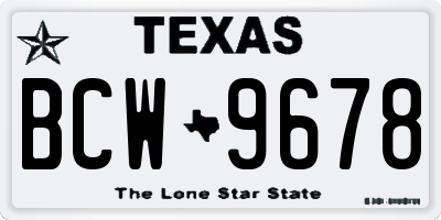 TX license plate BCW9678