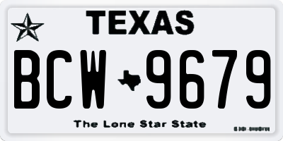 TX license plate BCW9679