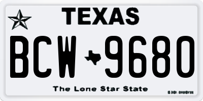 TX license plate BCW9680