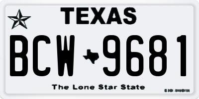 TX license plate BCW9681