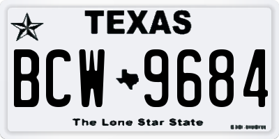 TX license plate BCW9684