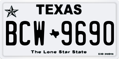 TX license plate BCW9690