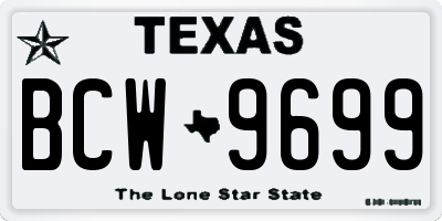 TX license plate BCW9699