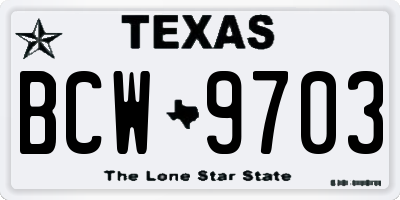 TX license plate BCW9703