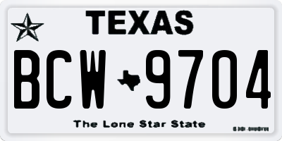 TX license plate BCW9704