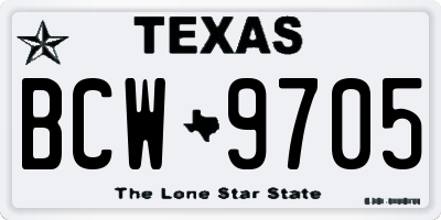 TX license plate BCW9705