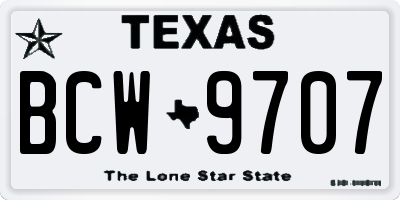 TX license plate BCW9707