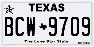 TX license plate BCW9709