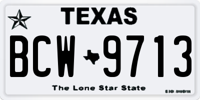 TX license plate BCW9713