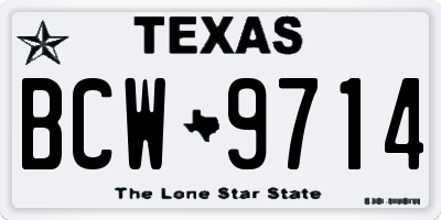 TX license plate BCW9714