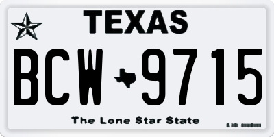 TX license plate BCW9715