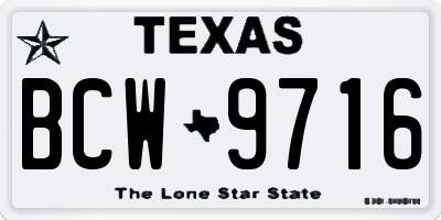TX license plate BCW9716
