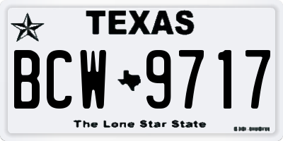 TX license plate BCW9717