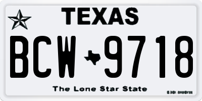 TX license plate BCW9718