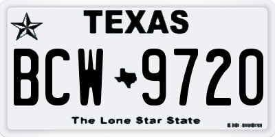 TX license plate BCW9720