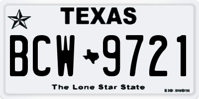TX license plate BCW9721