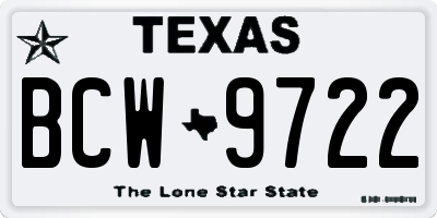 TX license plate BCW9722