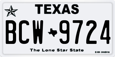 TX license plate BCW9724
