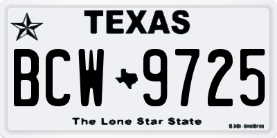 TX license plate BCW9725