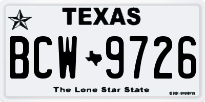 TX license plate BCW9726