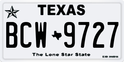 TX license plate BCW9727