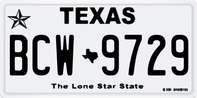 TX license plate BCW9729
