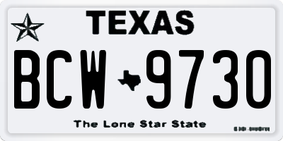 TX license plate BCW9730