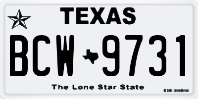 TX license plate BCW9731