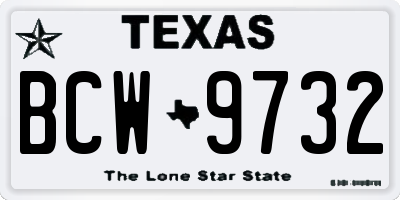 TX license plate BCW9732