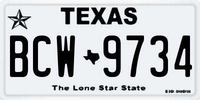 TX license plate BCW9734