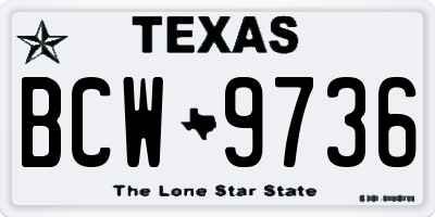 TX license plate BCW9736