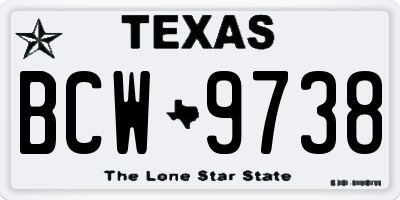 TX license plate BCW9738