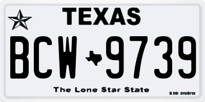 TX license plate BCW9739