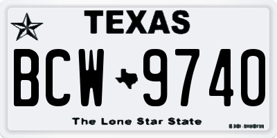 TX license plate BCW9740