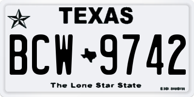 TX license plate BCW9742