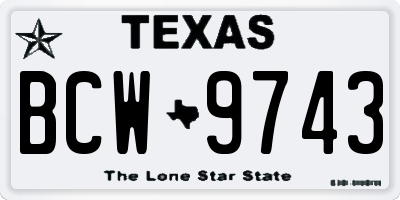 TX license plate BCW9743