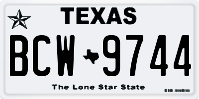 TX license plate BCW9744