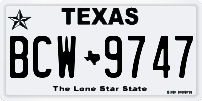 TX license plate BCW9747
