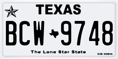TX license plate BCW9748