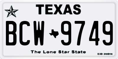 TX license plate BCW9749