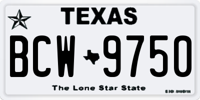 TX license plate BCW9750