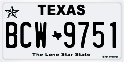 TX license plate BCW9751