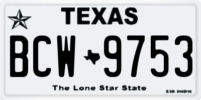 TX license plate BCW9753